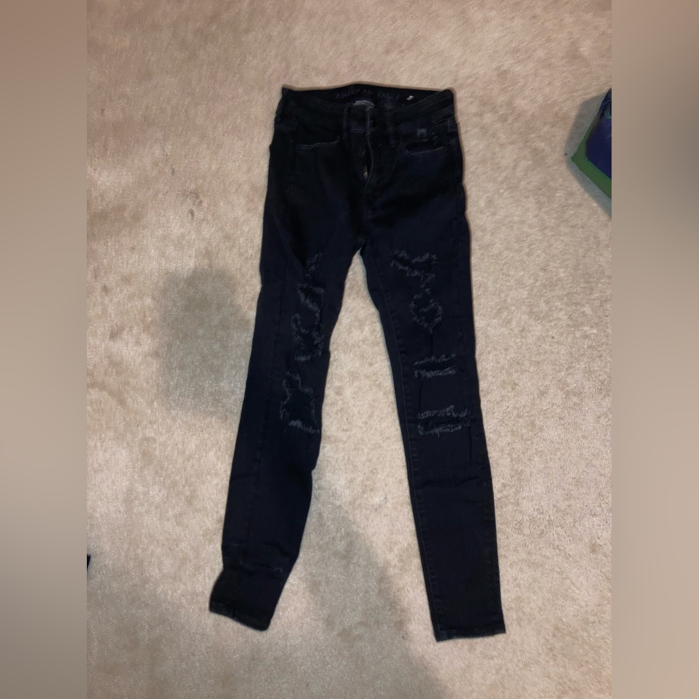 American Eagle Black Ripped Skinny Jeans